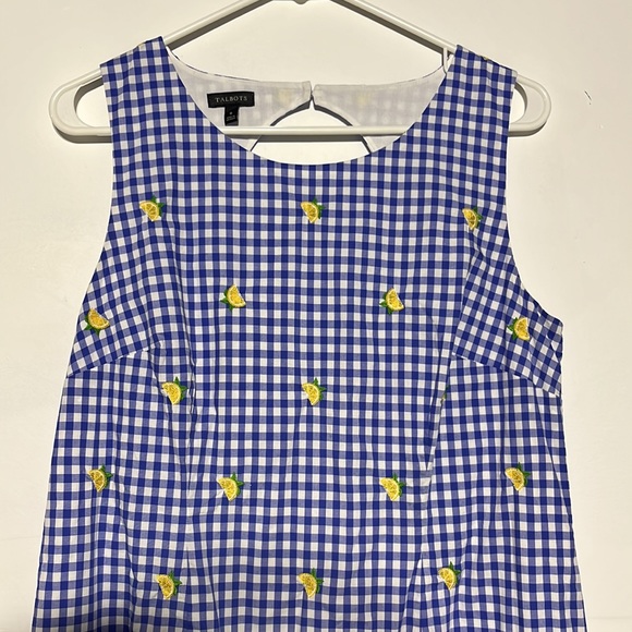 Talbots Lemons & Gingham Shift Dress Size 8 - Picture 4 of 11